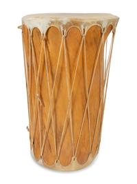 Drum Table with Painted Details, PLUS