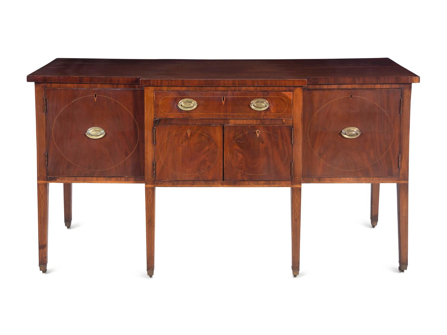 A Federal Inlaid and Figured Mahogany Sideboard