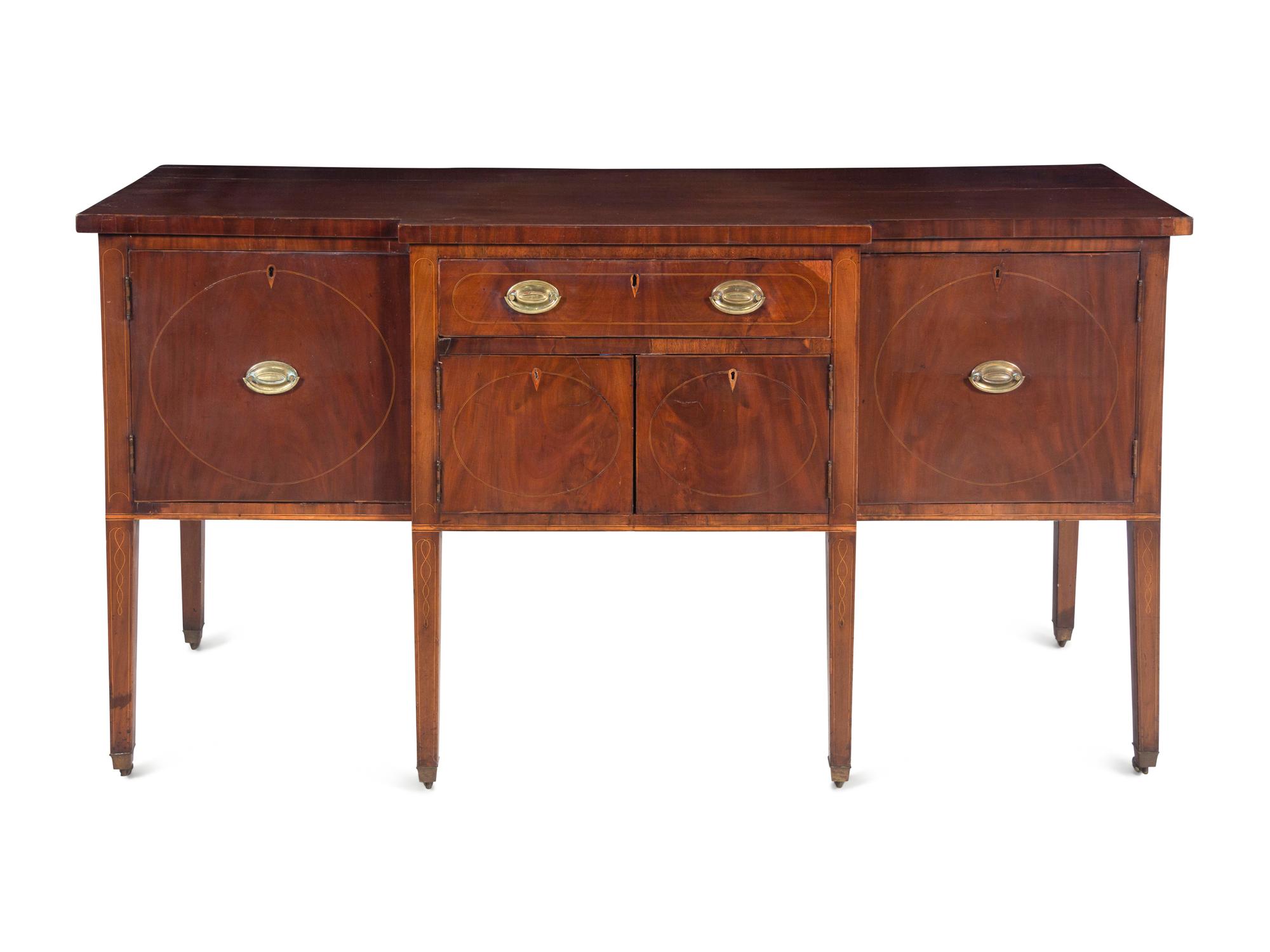 A Federal Inlaid and Figured Mahogany Sideboard