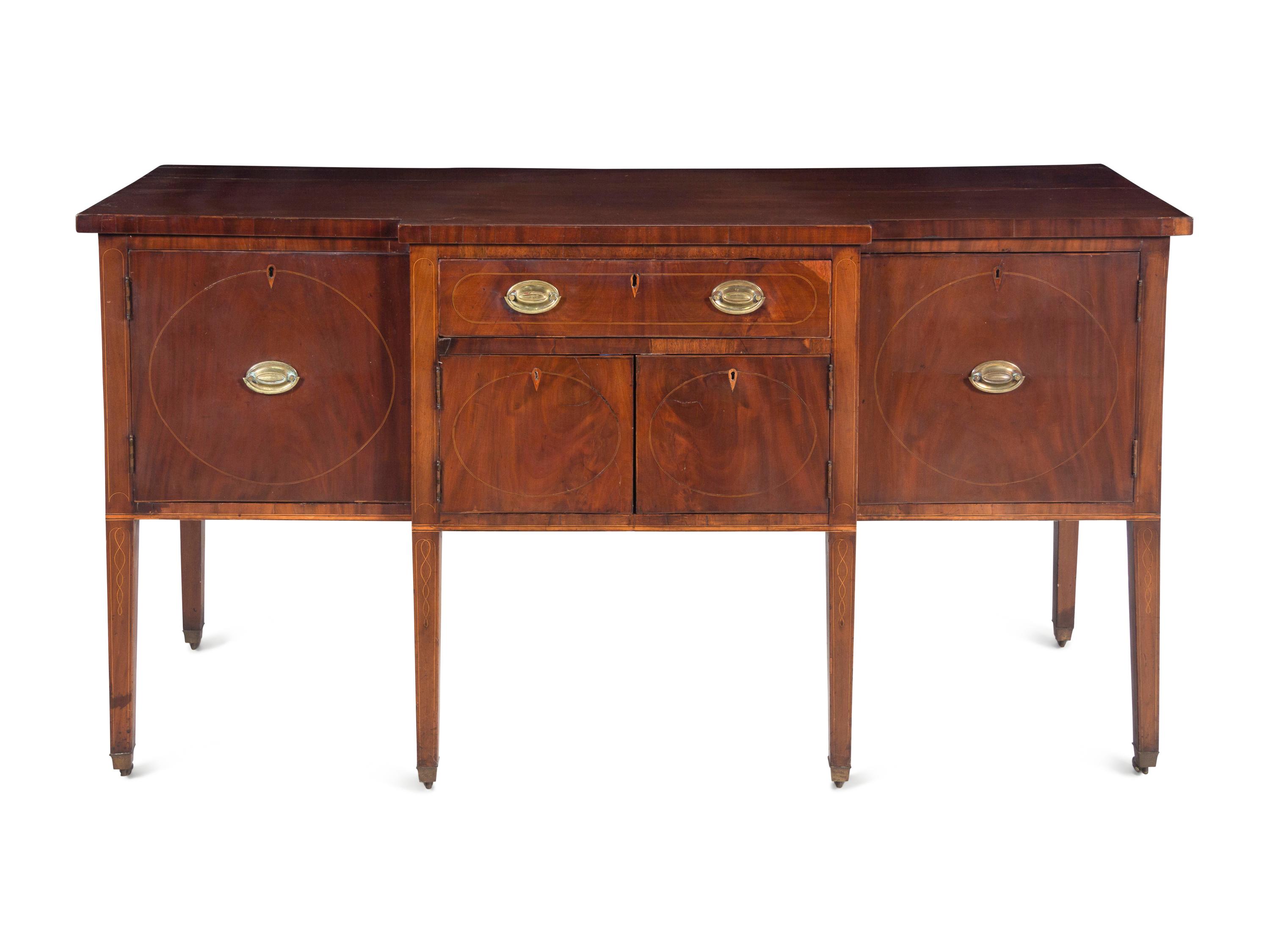 A Federal Inlaid and Figured Mahogany Sideboard