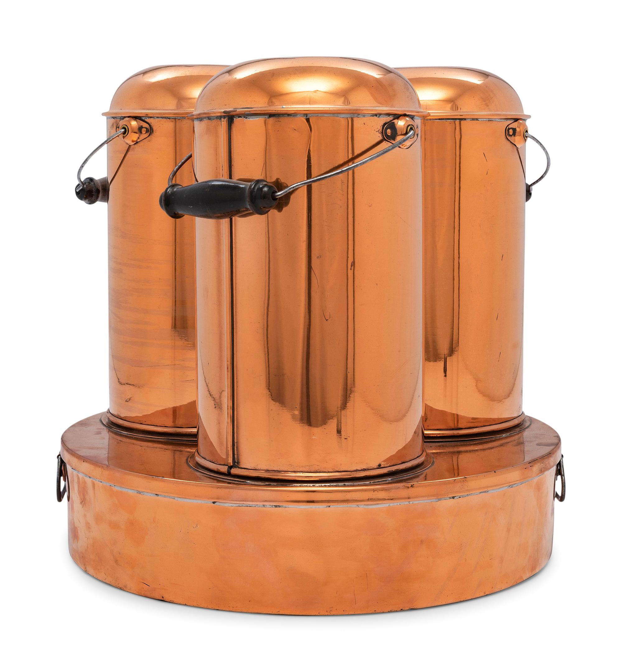 Three Sets of American Copper Mudge Canners
