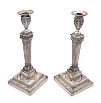 A Pair of George III Style Silver-Plate Candlesticks