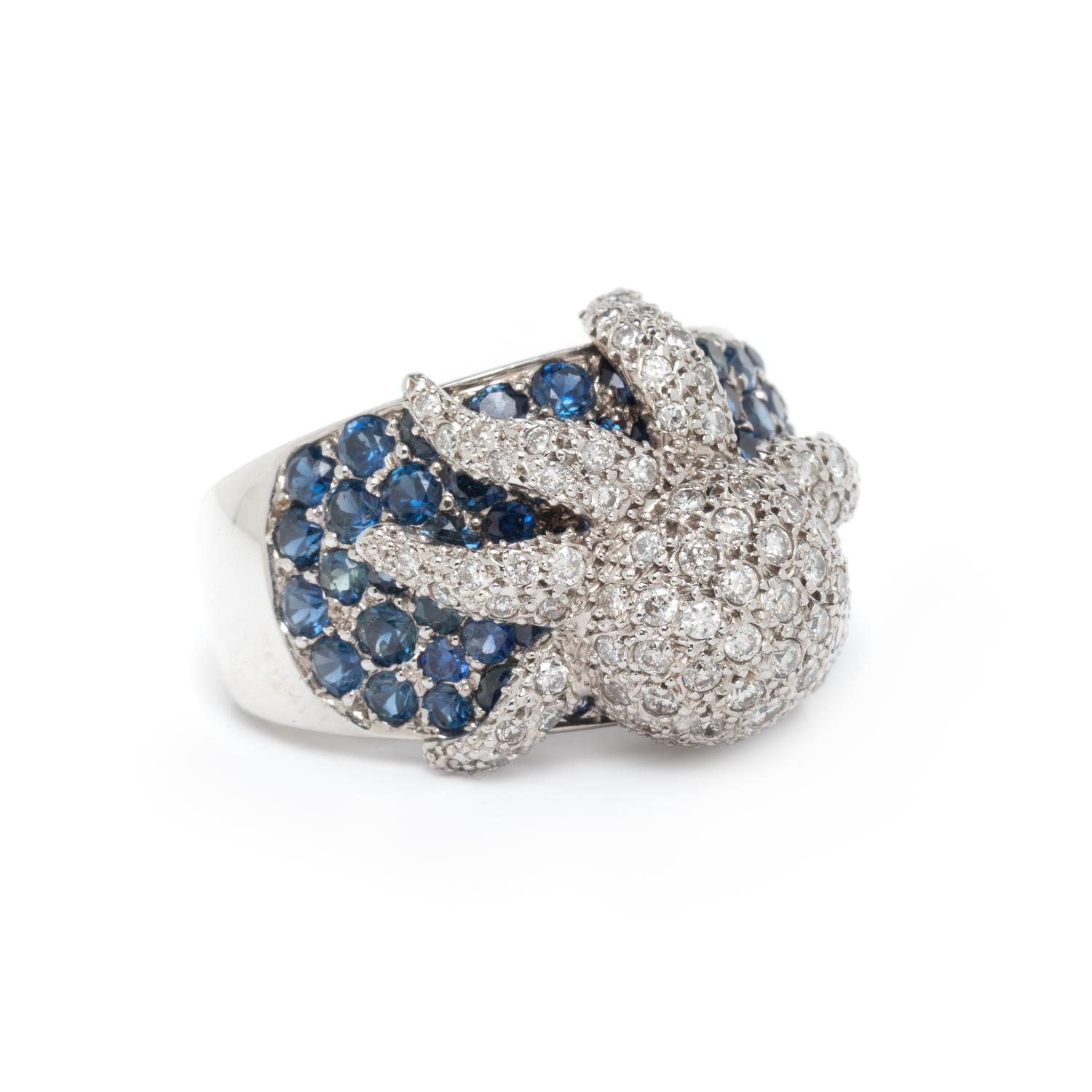 SAPPHIRE AND DIAMOND OCTOPUS RING