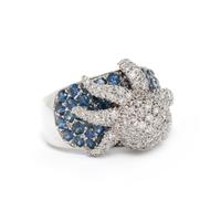 SAPPHIRE AND DIAMOND OCTOPUS RING