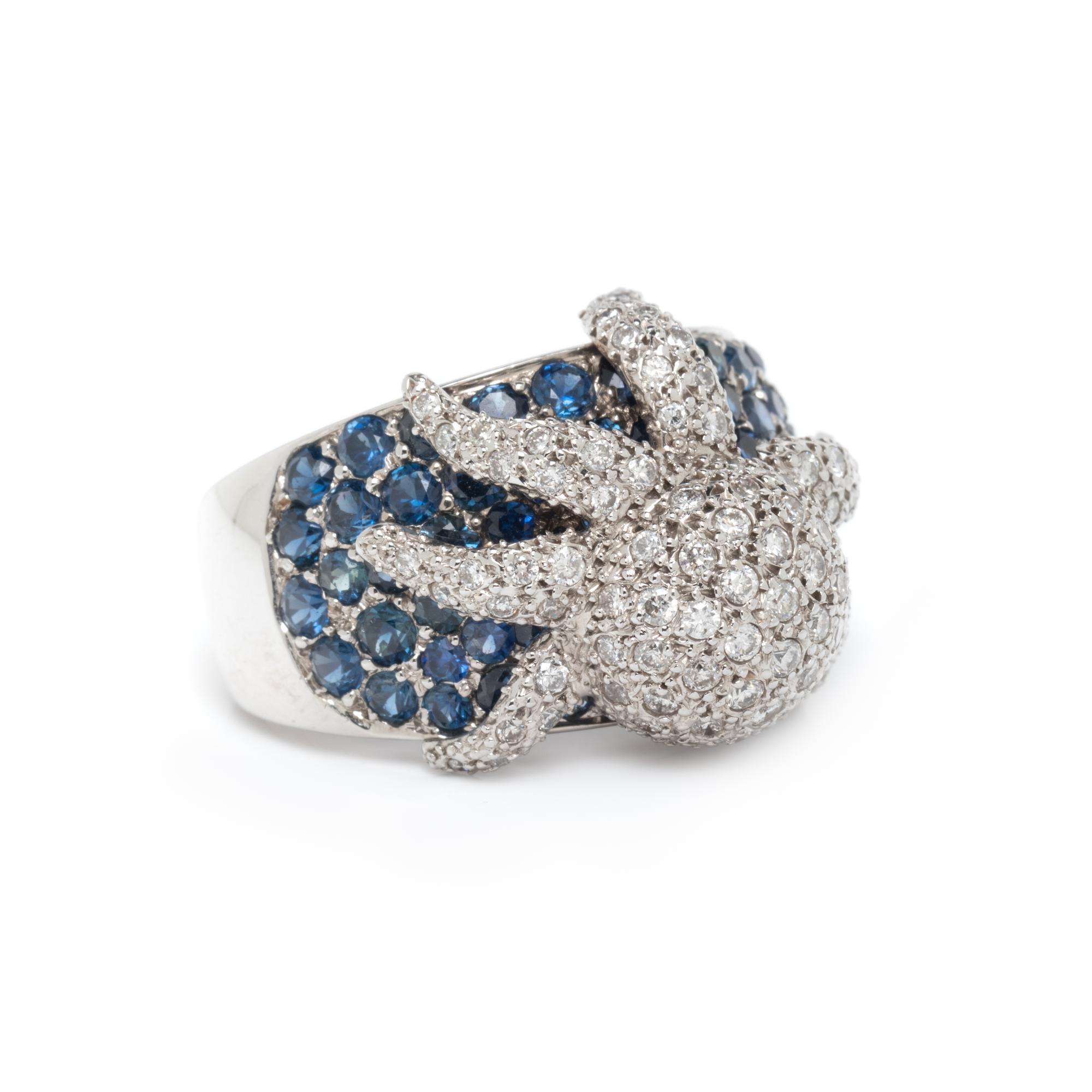 SAPPHIRE AND DIAMOND OCTOPUS RING