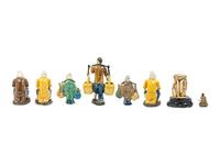 Eight Chinese Polychrome Enameled Pottery Figures