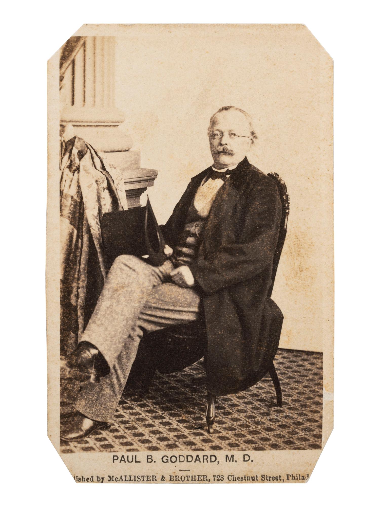 [EARLY PHOTOGRAPHY]. MCCALLISTER & BROTHERS, photographers. Period copy CDV of Paul B. Goddard, M.D., pioneer in photography. Philadelphia, PA.