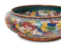 Six Chinese Blue Ground Cloisonné Enameled Brush Washers