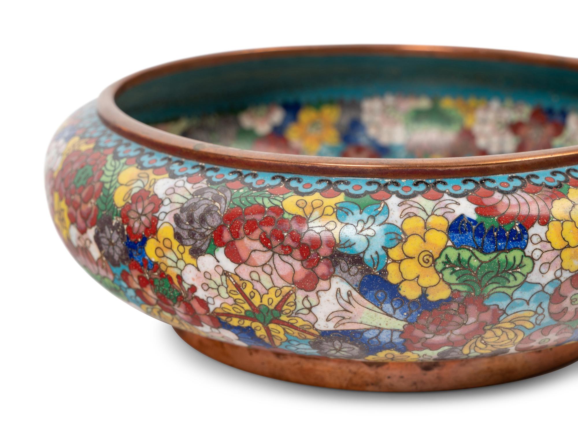 Six Chinese Blue Ground Cloisonné Enameled Brush Washers