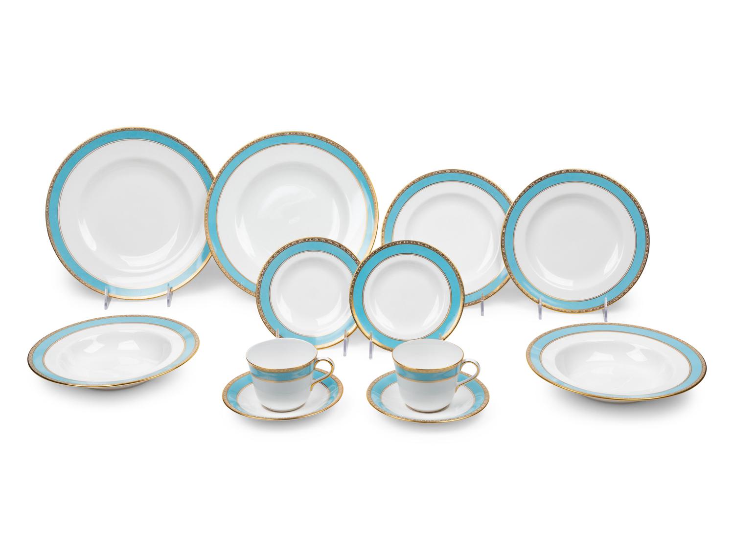 A Royal Crown Derby Gilt Decorated Porcelain Dinner Service