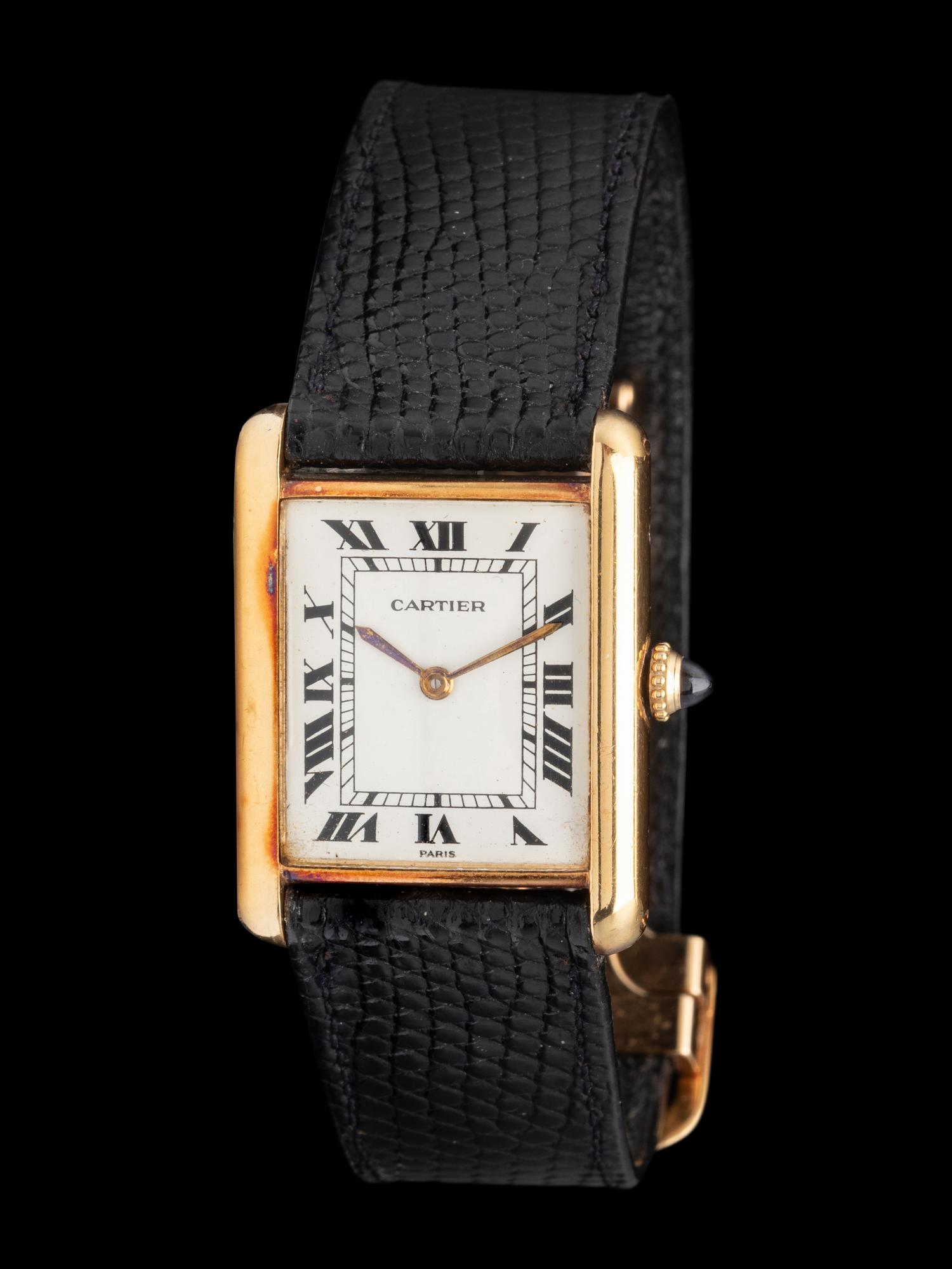CARTIER, 18K YELLOW GOLD TANK WATCH