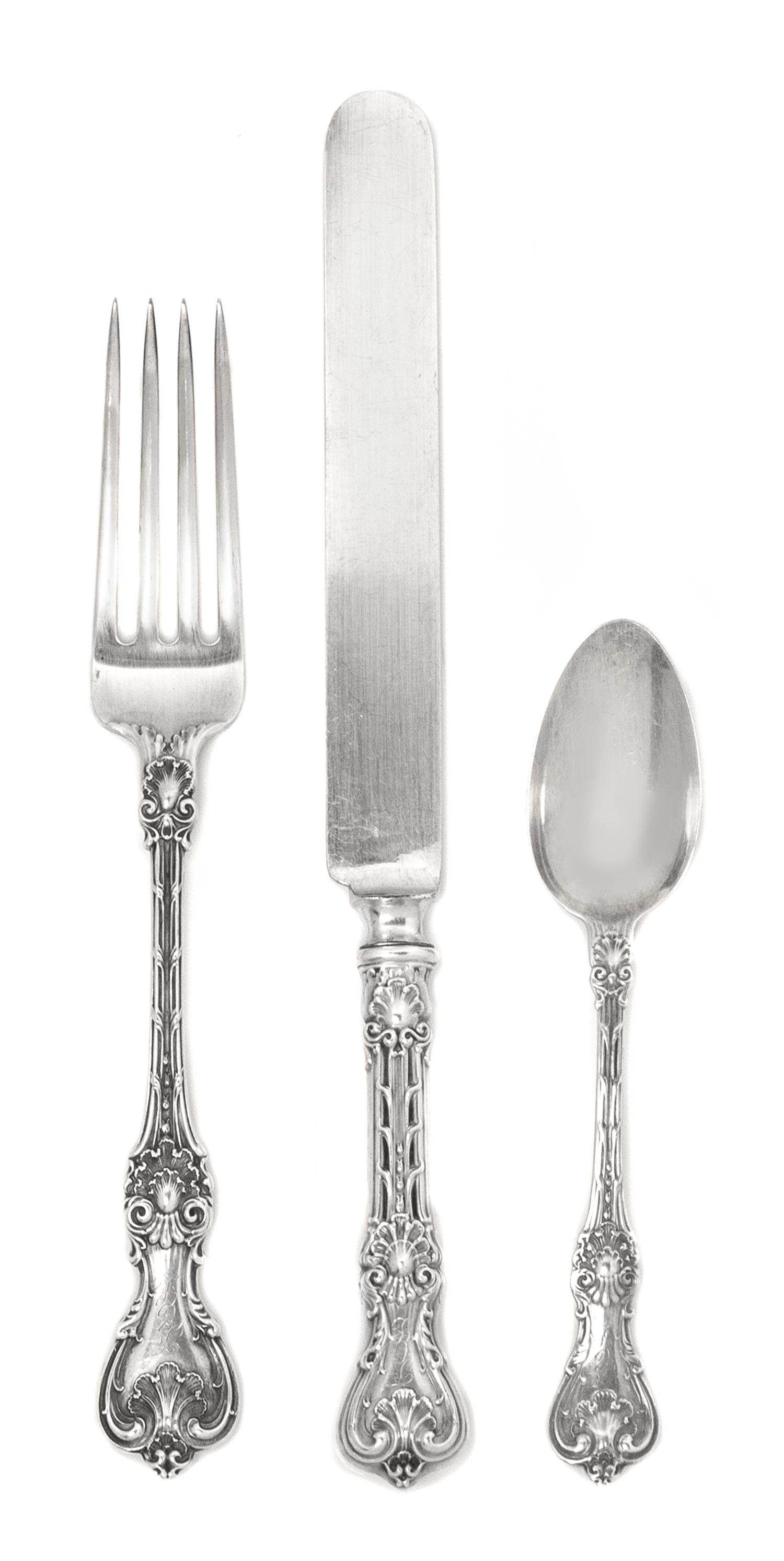 An American Silver Flatware Service, Whiting Mfg. Co., New York, NY, Early 20th Century, King Edward pattern with a script monogram, co
