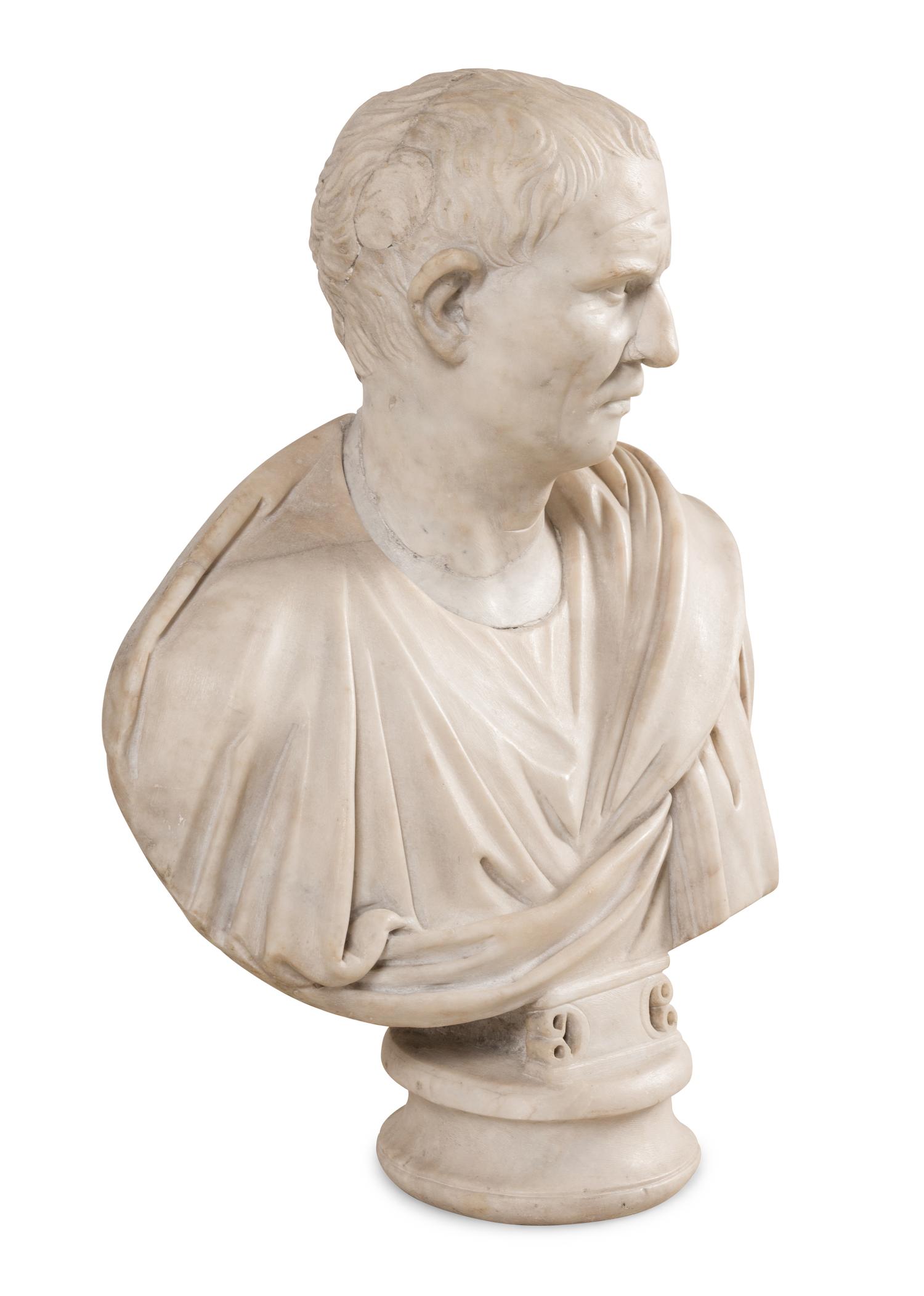 A Grand Tour Carved Marble Bust of a Julio-Claudian Emperor