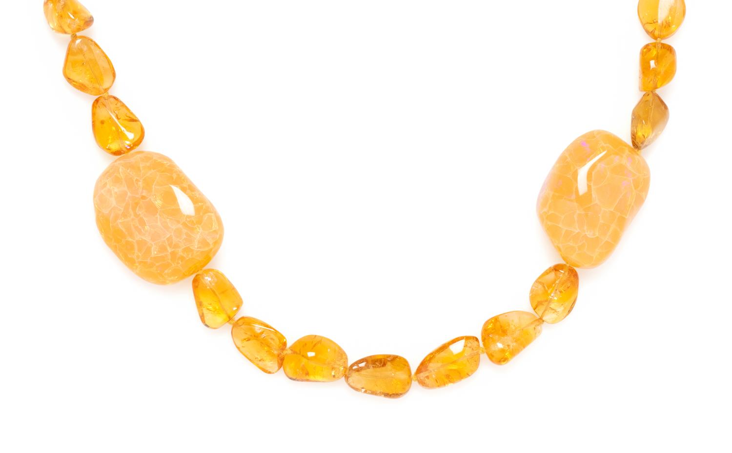 AMBER AND OPAL BEAD NECKLACE