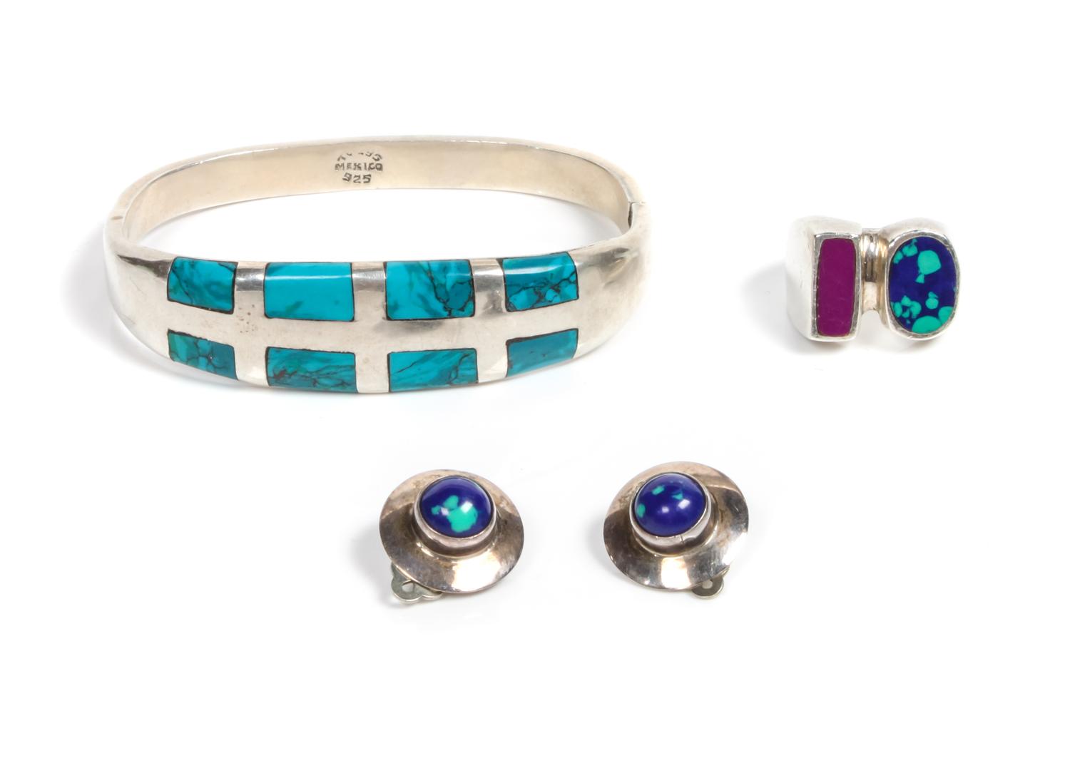 Mexican Silver and Turquoise Inlay Bracelet