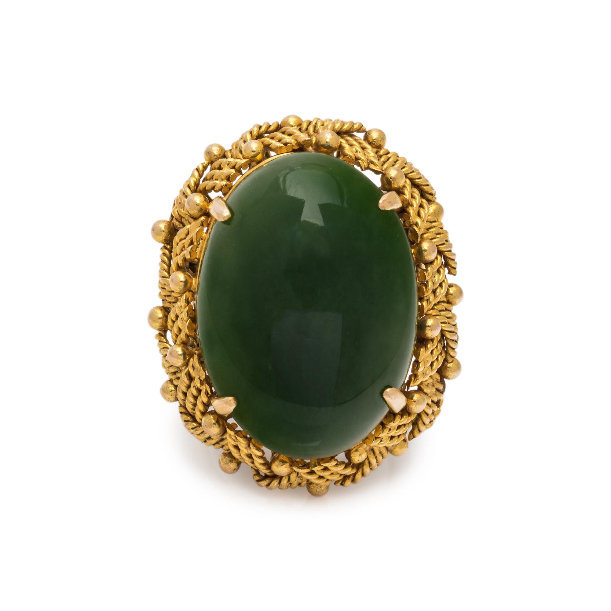 YELLOW GOLD AND NEPHRITE RING