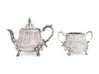 A Scottish Victorian Silver Teapot and Sugar Bowl