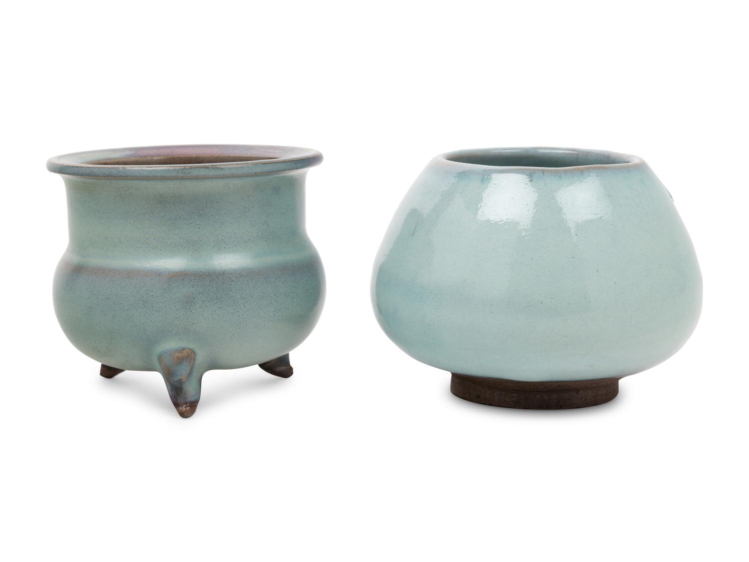 Two Chinese Jun Glazed Porcelain Vessels