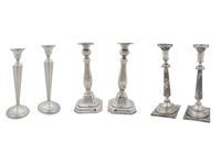 Three Pair of Silver Candlesticks