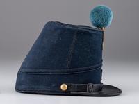 [MILITIA]. 1851 pattern New York State infantry shako. Manufactured by John A. Baker, New York.