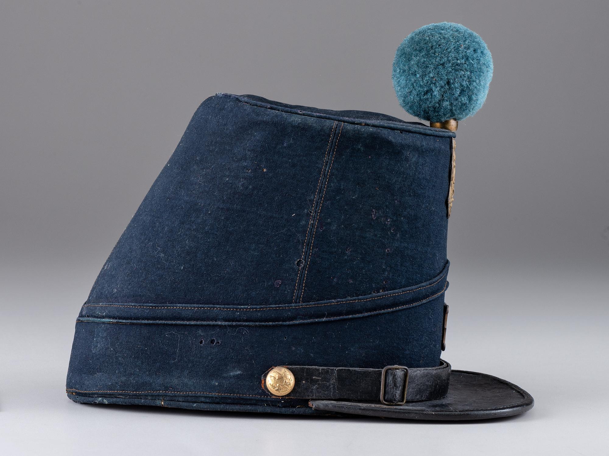 [MILITIA]. 1851 pattern New York State infantry shako. Manufactured by John A. Baker, New York.