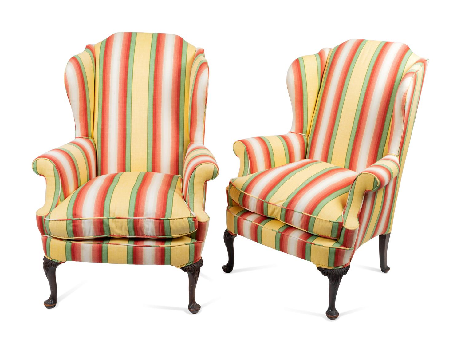 A Pair of George I Style Mahogany Wing Chairs — 19TH CENTURY