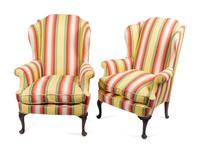A Pair of George I Style Mahogany Wing Chairs — 19TH CENTURY