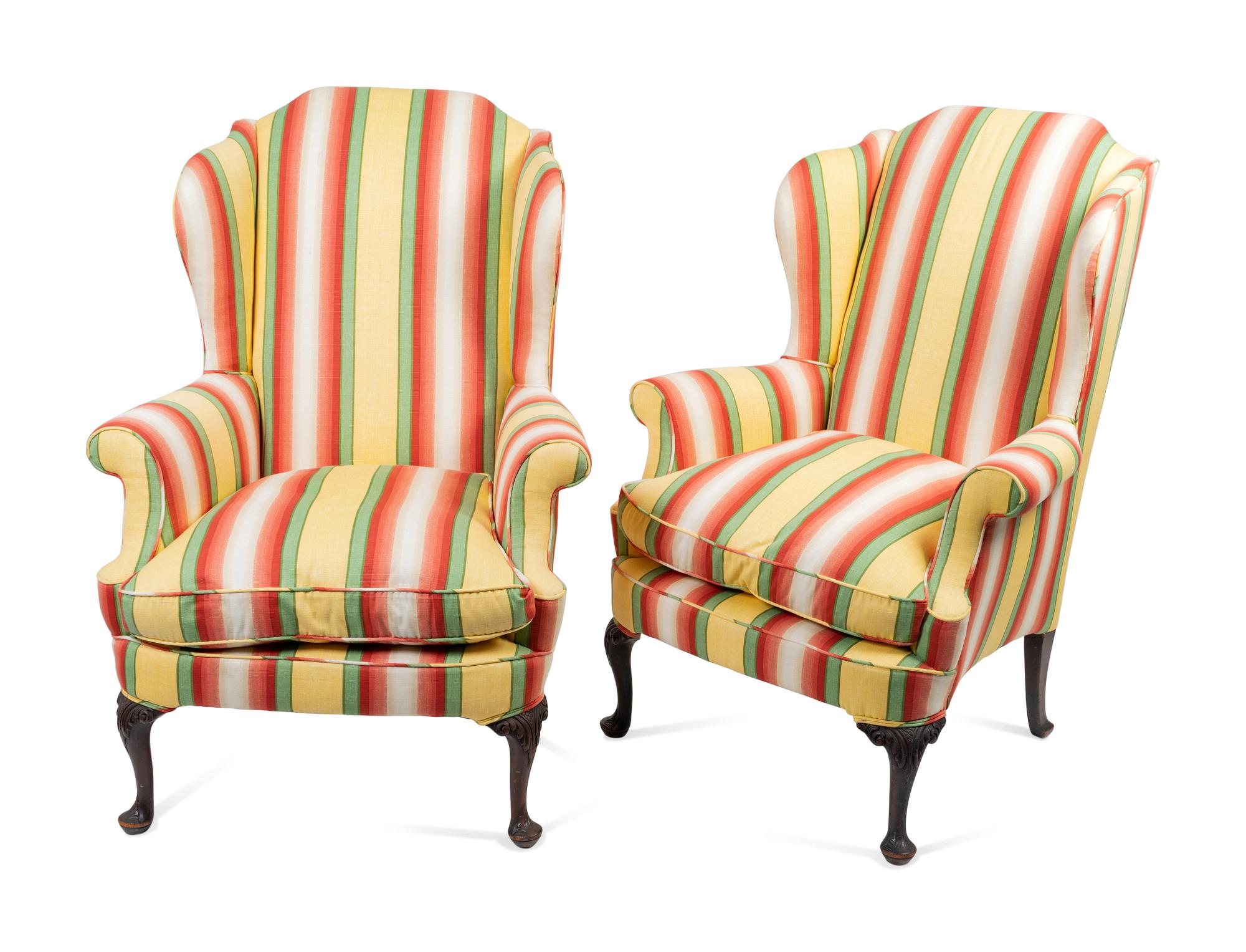 A Pair of George I Style Mahogany Wing Chairs — 19TH CENTURY