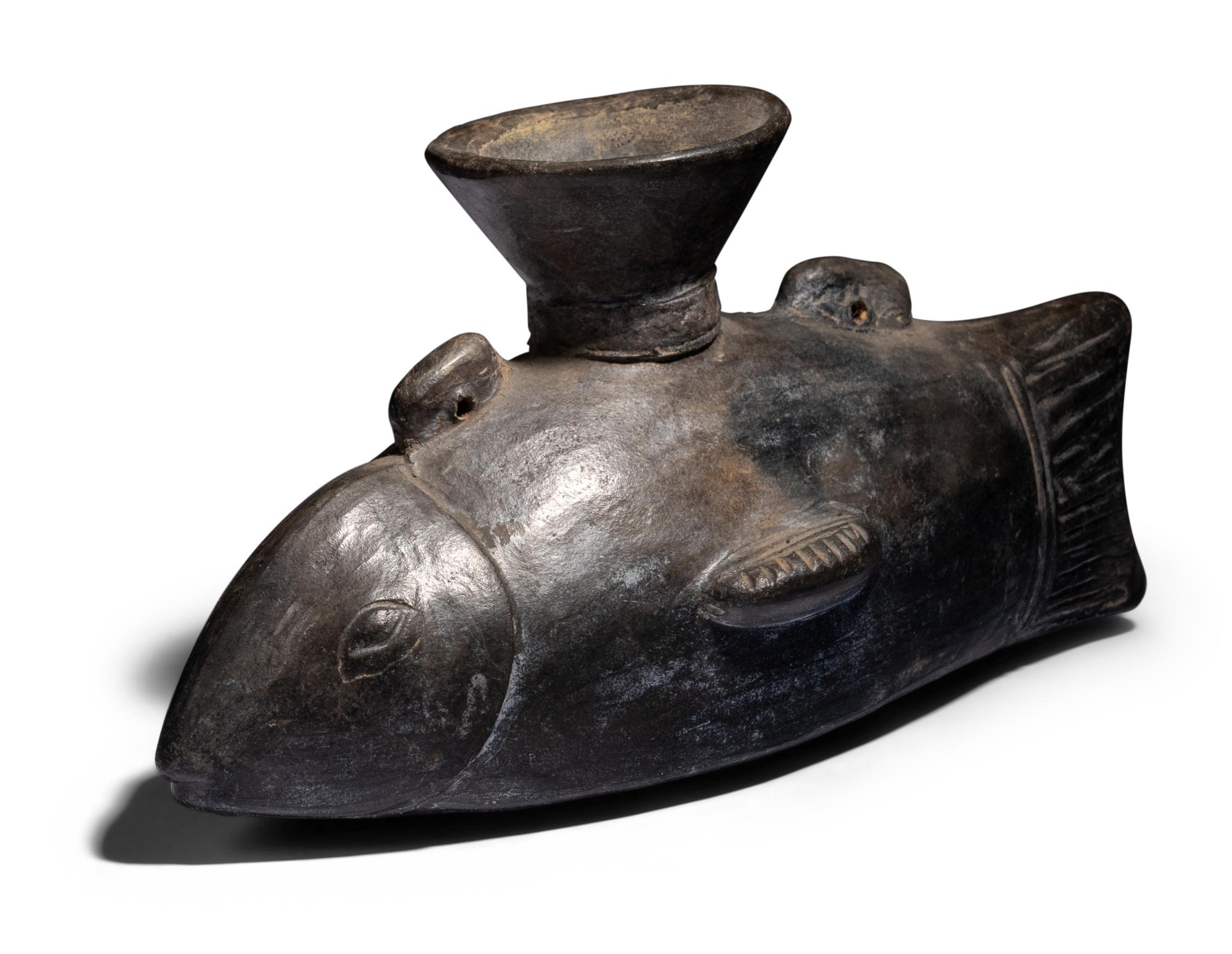 A Chimu Blackware Fish Vessel