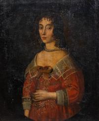 Dutch School, 17th/18th century Portrait of a Woman Wearing Pearls oil on canvas