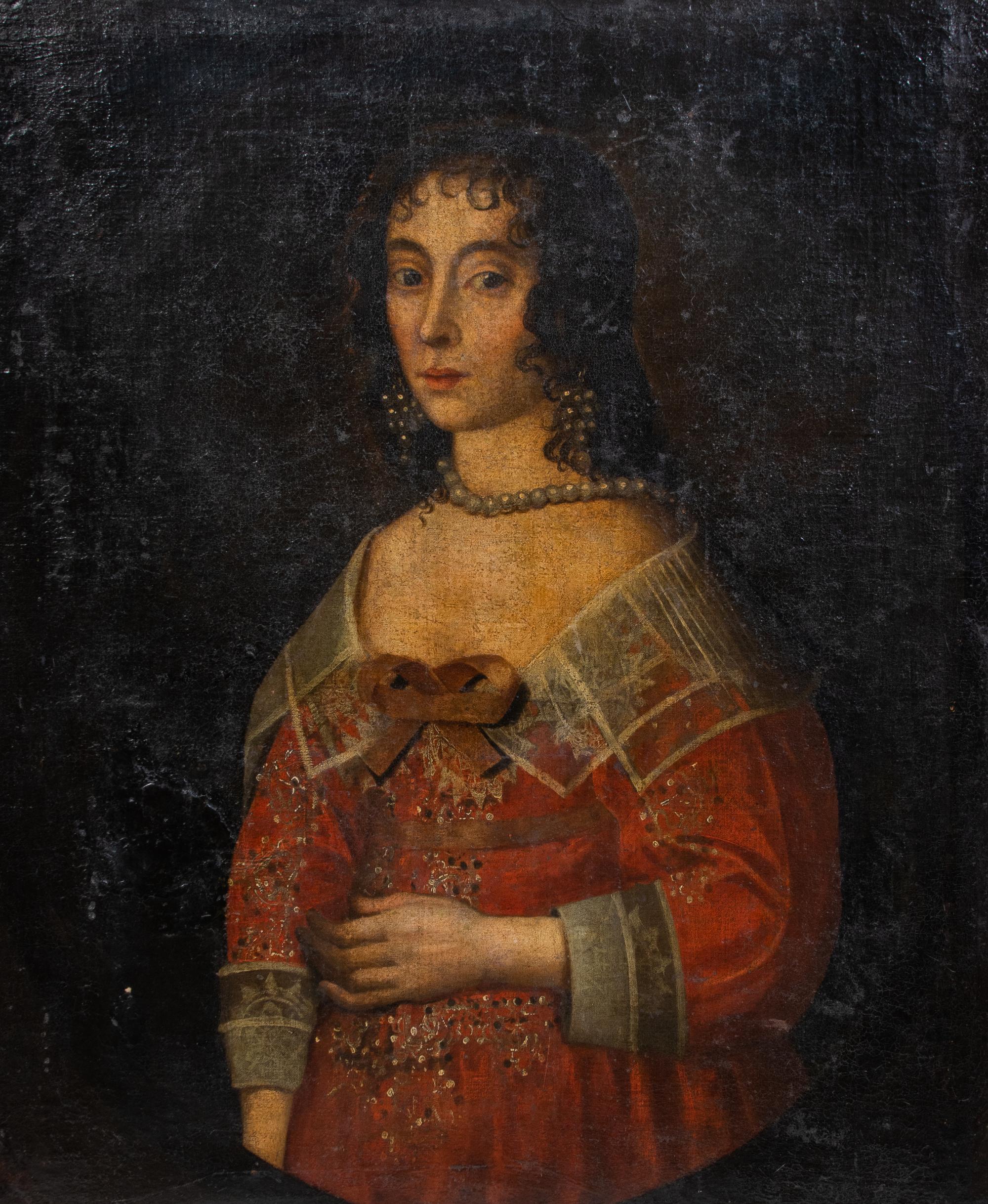 Dutch School, 17th/18th century Portrait of a Woman Wearing Pearls oil on canvas