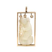 JADE, DIAMOND, AND YELLOW GOLD PENDANT
