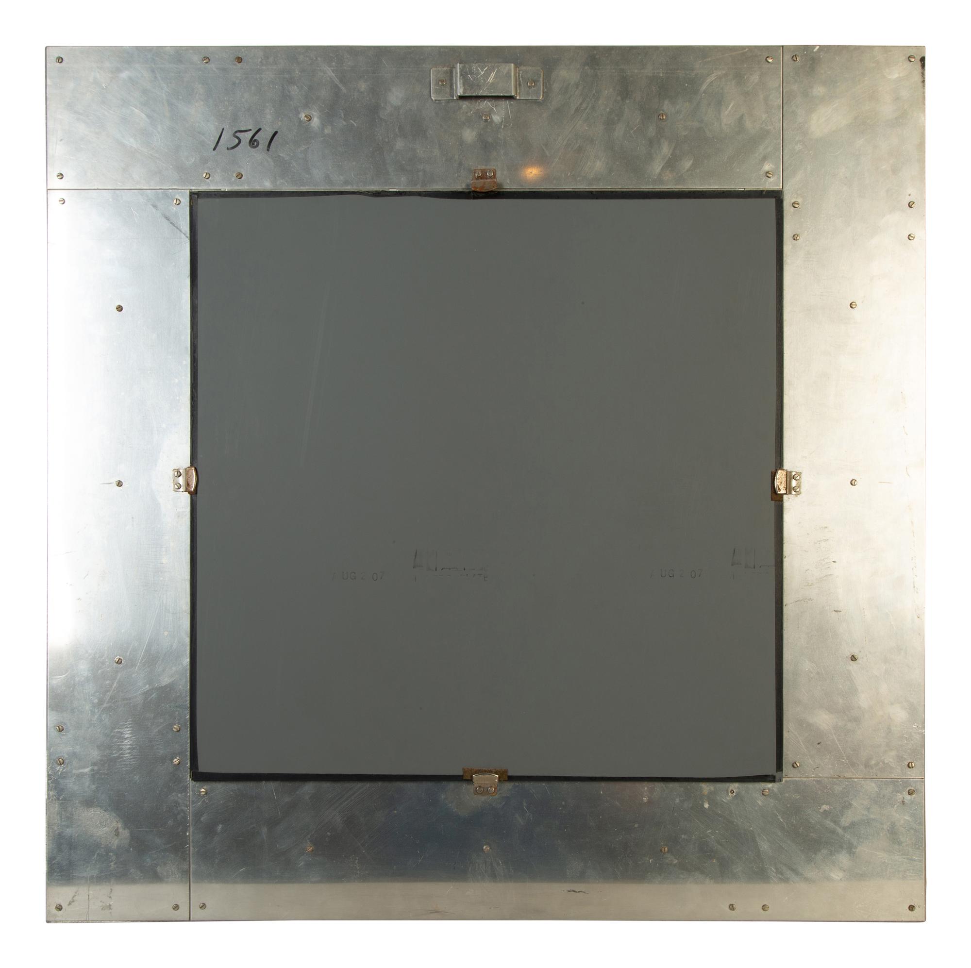 A Brutalist Artisan Designed Square Steel Framed Mirror — 20th Century