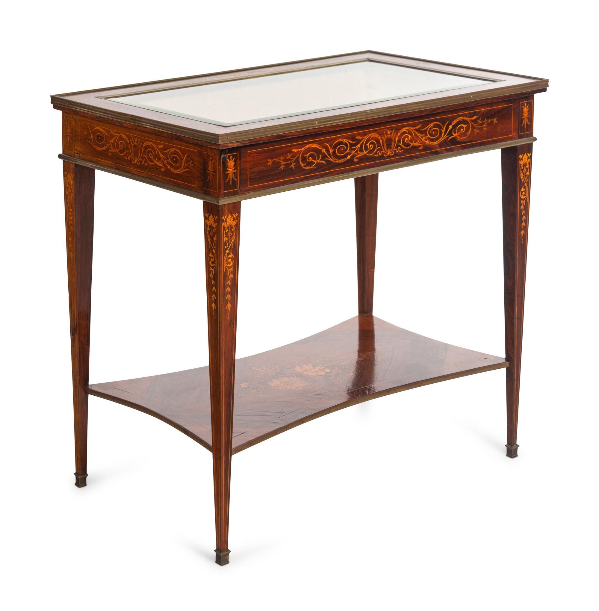 A French Gilt Bronze Mounted Marquetry Vitrine Table
