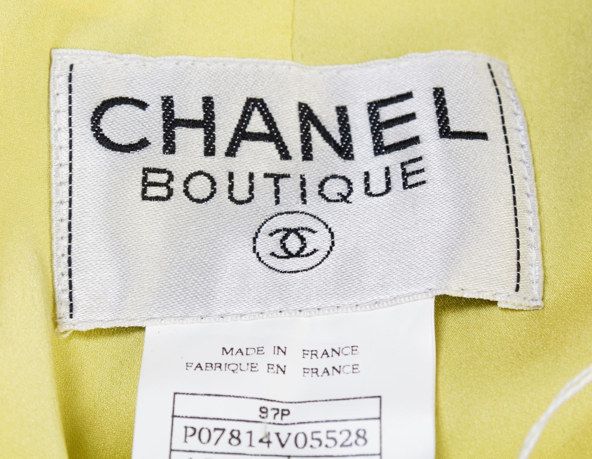 A Chanel Chartreuse Tweed Coat, Size 38.