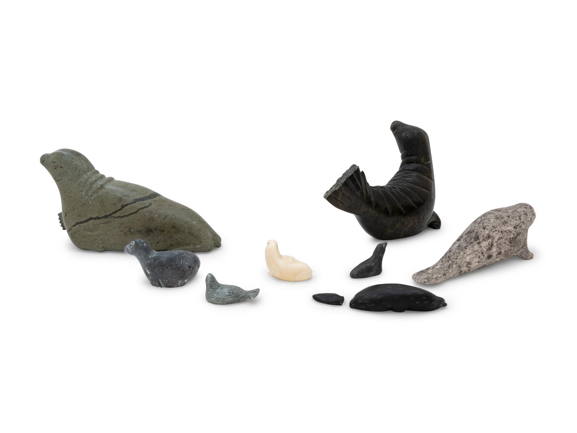 Eight Inuit Carved Stone Figures