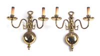 A Collection of Metal Wall Lights Height overall of largest 14 inches.