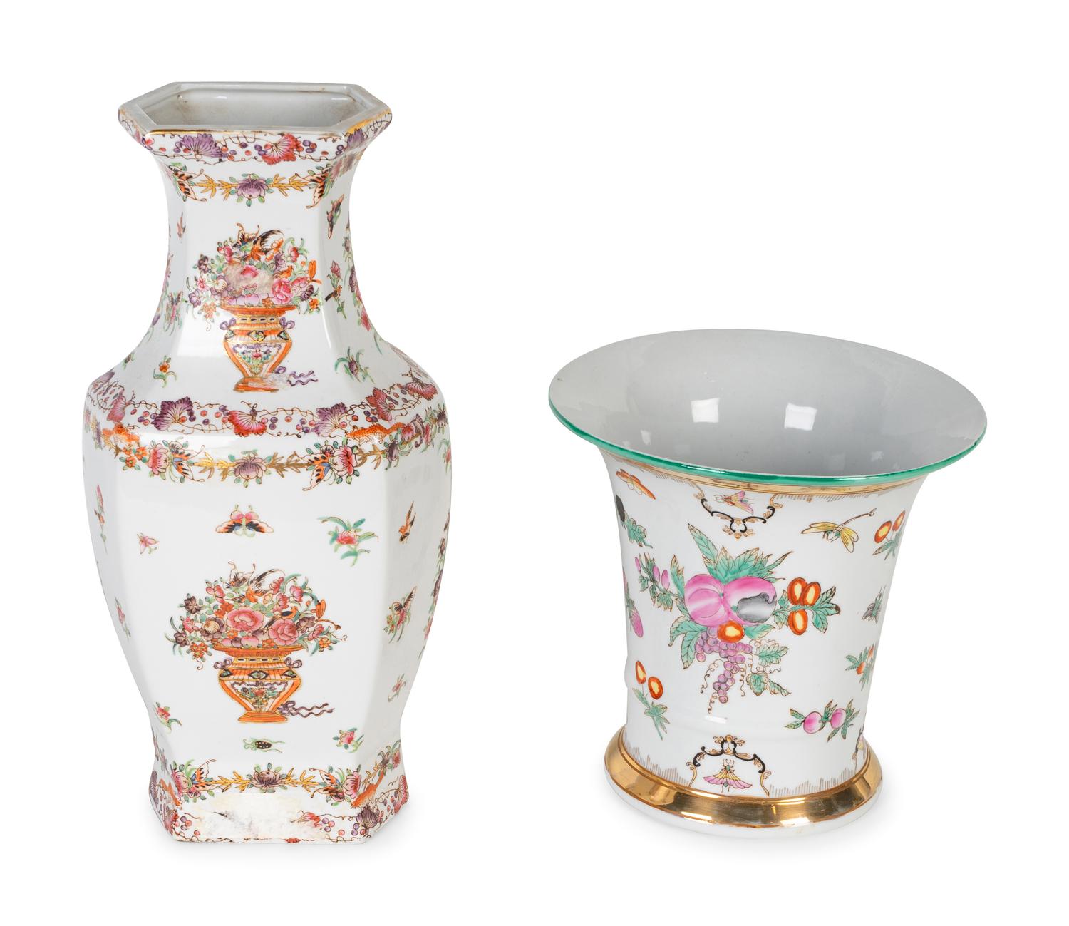 Two Chinese Export Style Porcelain Vases — 20TH CENTURY