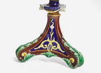 A Pair of Wedgwood Majolica Candlesticks, UK, 1875