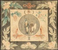 Four Chinese Painted Textile 'Wedding' Panels