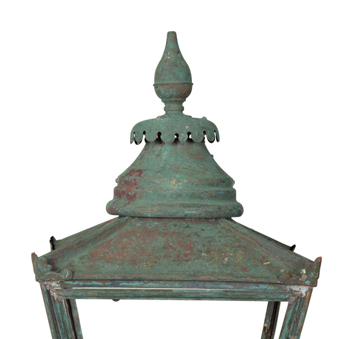 A Pair of Large Copper and Iron Wall Lanterns — Late 19th Century