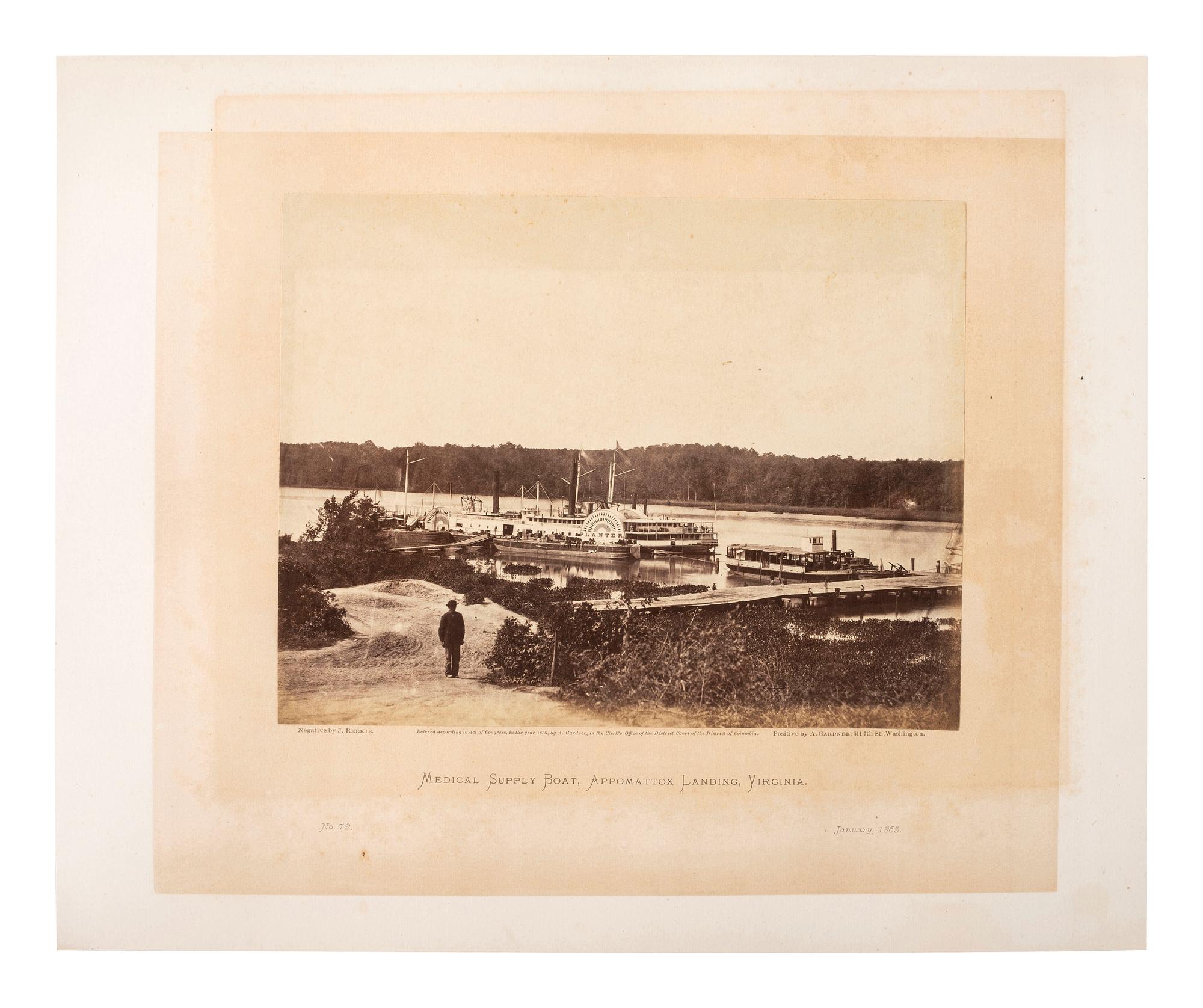[CIVIL WAR]. REEKIE, J. (1829-1885), photographer. Medical Supply Boat, Appomattox Landing, Virginia. January, 1865.