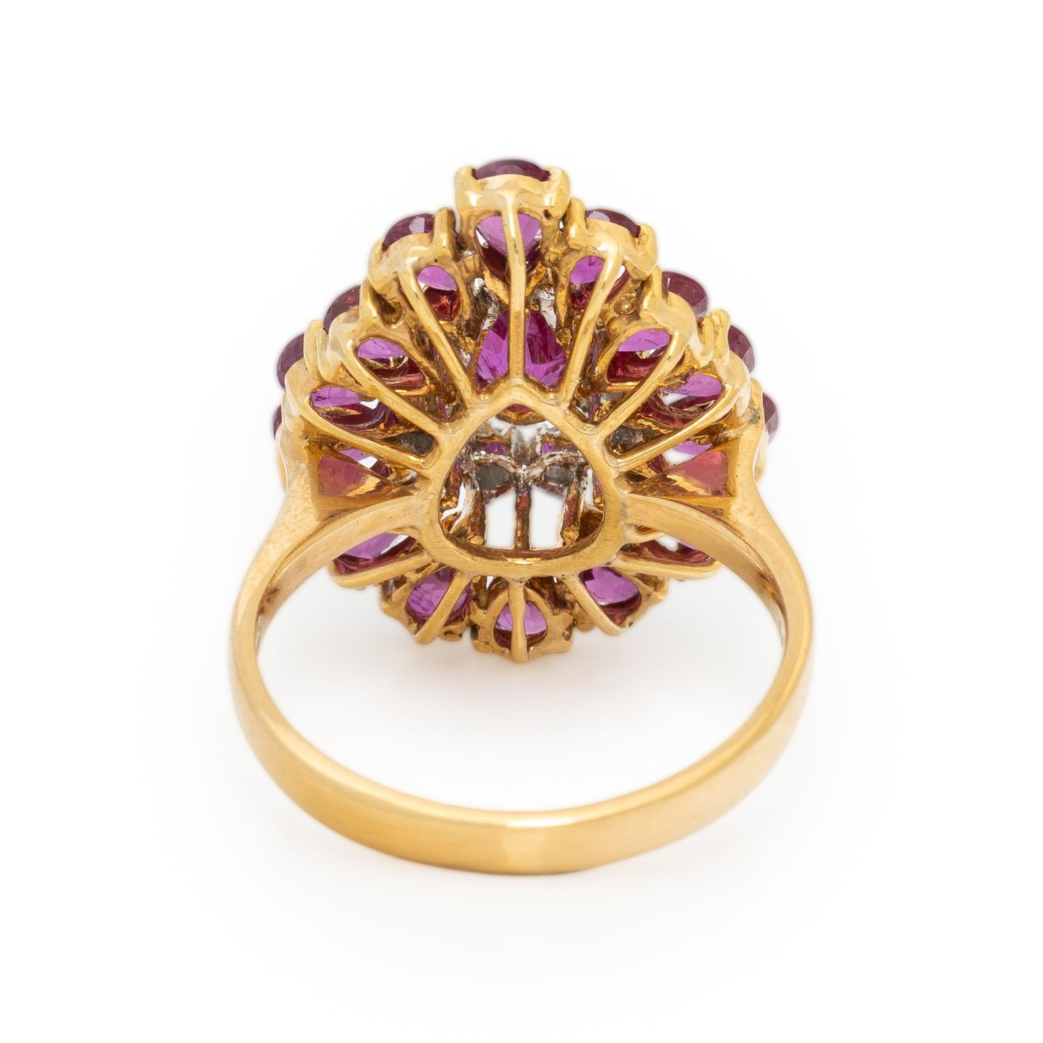 RUBY, DIAMOND, AND YELLOW GOLD RING