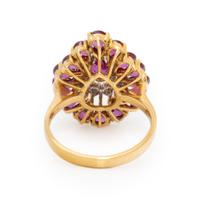 RUBY, DIAMOND, AND YELLOW GOLD RING