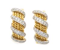 A Pair of Vintage 18 Karat Gold and Diamond Earclips, Schlumberger for Tiffany & Co., 7.70 dwts.
