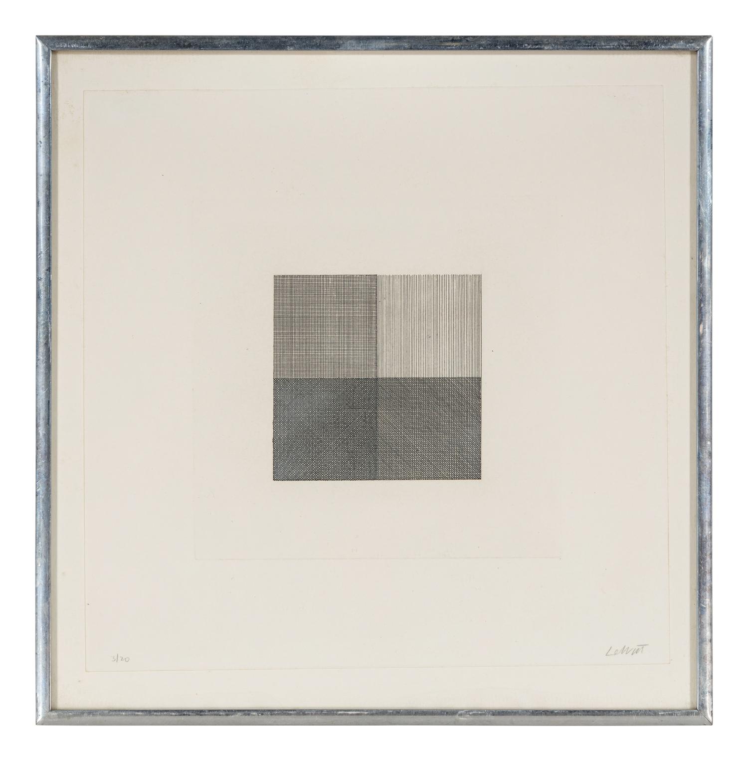 Lines in Four Directions, Superimposed in each quarter of the square progressively (Black) , 1971