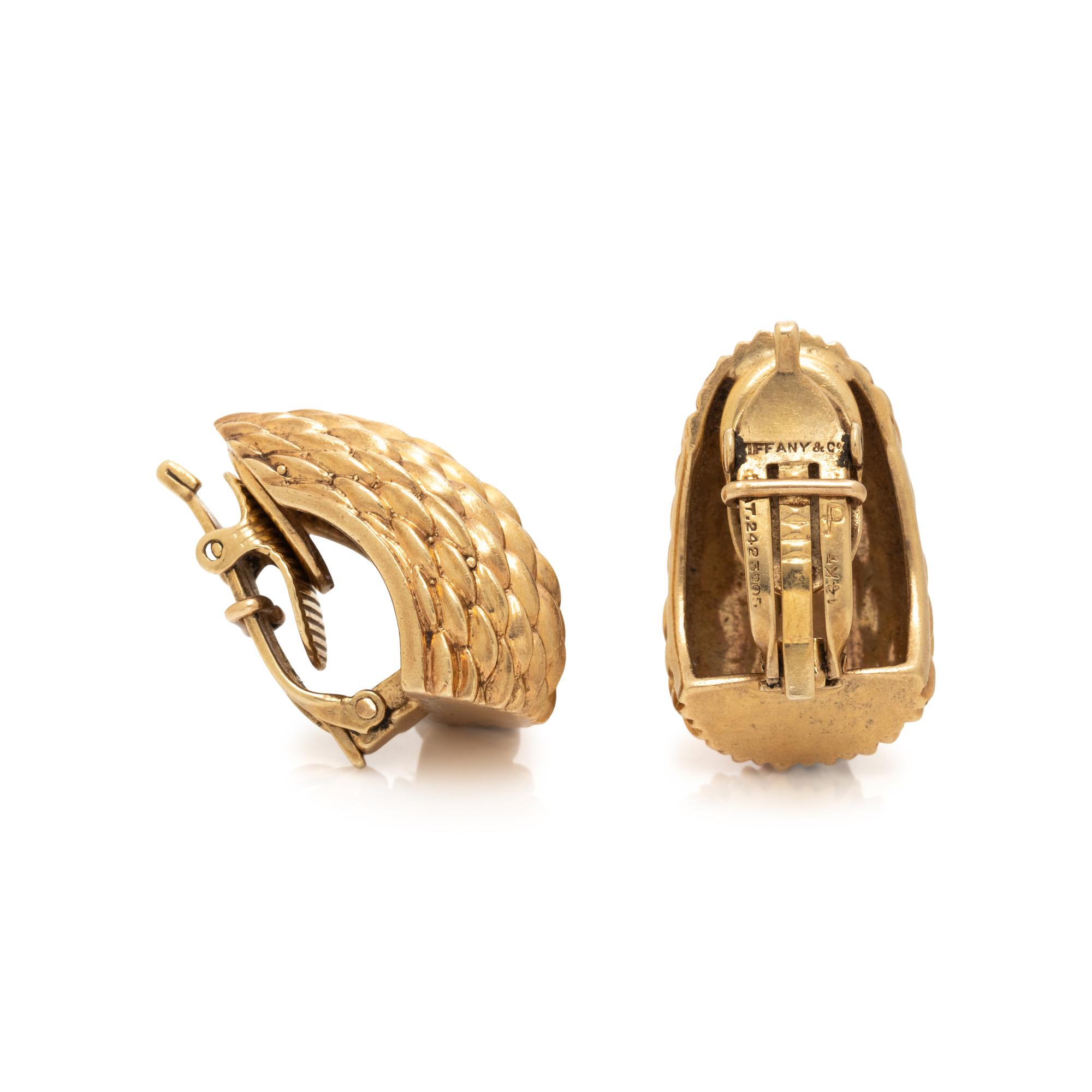 TIFFANY & CO., YELLOW GOLD EARRINGS