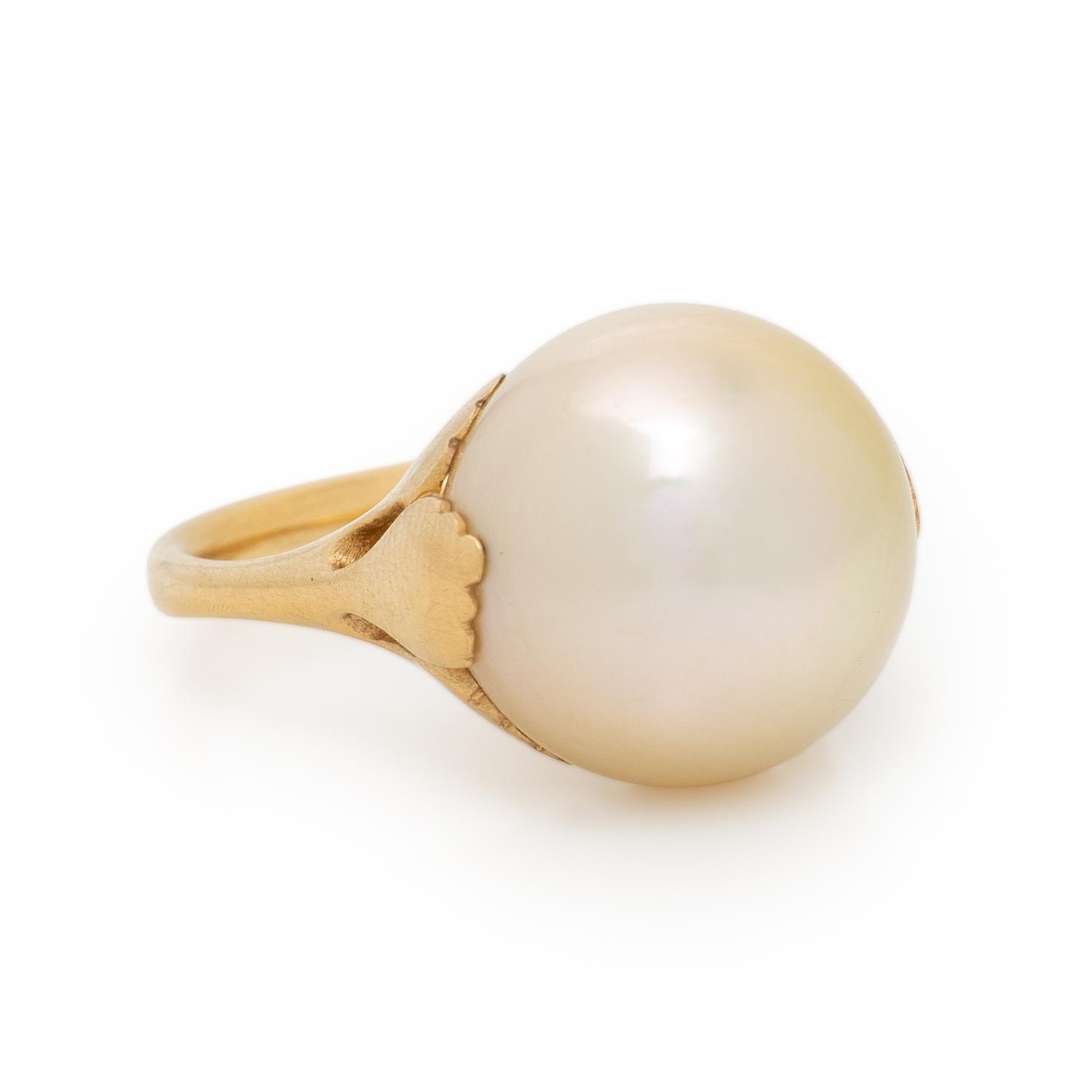 SHIRKAI, CULTURED PEARL AND DIAMOND RING
