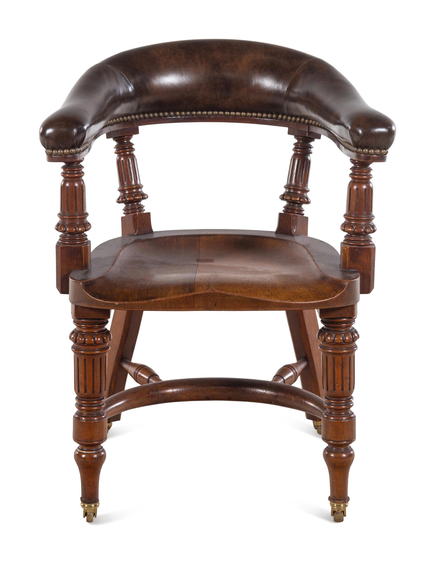 A William IV Style Leather Upholstered Desk Chair