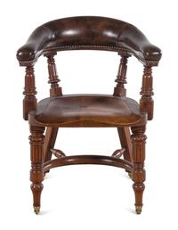 A William IV Style Leather Upholstered Desk Chair